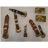 6 ranger belt buckles and 2 brass belt buckles