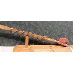 Catlinite peace pipe, in oak case