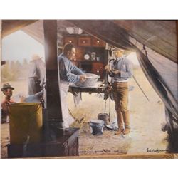 3 L. A. Huffman framed prints: Man on Hill and Wife; and Cheyenne Brave Wolf and Wife,  LU Bar Cook 