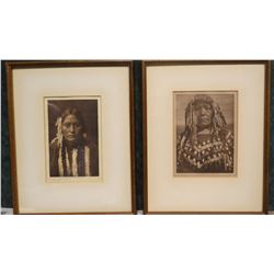 2 Edgar Curtis photo prints, Kutenai Female Type and Piegan Woman, both 6" x 8"