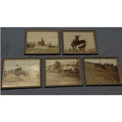 5 Vintage rodeo photo prints, framed, Range Riders Museum, Miles City, MT