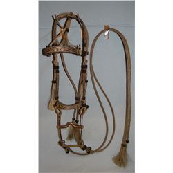 Deer Lodge Hitched horsehair headstall w/silver mtd bid, newer piece