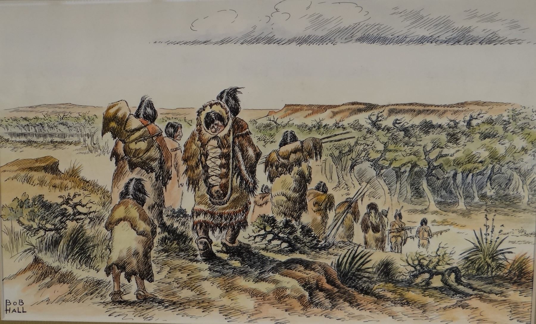 Hall, Bob - Butte artist deceased, original water color, pen and ink ...