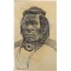 Image 1 : Seltzer, Walter William (son of O. C. Seltzer) original pen sketch, 3 1/2" x 5", Indian Portrait, un