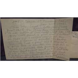 J. H. Sharp personal letter to Virginia Snook, 1946, signed by J. H. Sharp