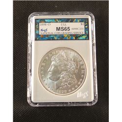 1898 O Morgan dollar, MS 65, NCGS