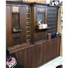 Collins, MT oak post office cabinet, 2 clerk windows, 70 + mail boxes, all original. Collins, an ear