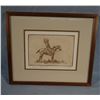 Image 2 : Powell, Ace, framed etching, Indian on horse, 61/100, 5”x 7”