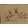 Image 1 : Powell, Ace, framed etching, Teepees & horse, 61/100, 5”x 7”