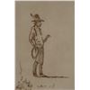 Image 1 : Powell, Ace, framed etching, Indian cowboy w/lasso, 61/100, 5”x 7”