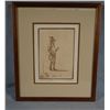 Image 2 : Powell, Ace, framed etching, Indian cowboy w/lasso, 61/100, 5”x 7”