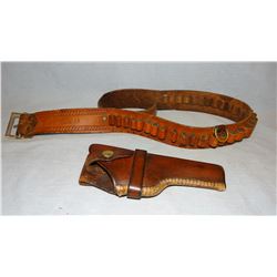 George Lawrence .30-06 ammo belt and 4 1/2  holster and shoulder holster, all marked