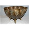 Brass heavy planter, 10" h x 15" w, Oriental mark on bottom, gargoyles on feet