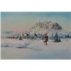 Clarence Cuts The Rope, Winter Camp Visitor, original oil, 1979, 24" x 36", framed