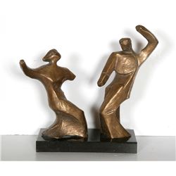 Pearl Amsel, Dancing Couple, Bronze Sculpture, Signature and date inscribed