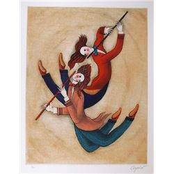 Ayalar, Two Flute Player, Etching and Aquatint