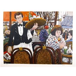 David Azuz, Cafe La Rontonde Montparnasse, Lithograph