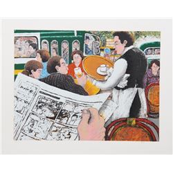 David Azuz, Cafe Scene I, Lithograph