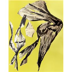 Lynda Benglis, Dual Nature (Yellow), Lithograph with Gold Leaf