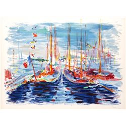 Dimitrie Berea, French Boats, Lithograph