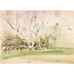 Marshall Goodman, Tree in Early Spring, Watercolor on Paper, signed