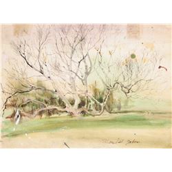 Marshall Goodman, Tree in Early Spring, Watercolor on Paper, signed