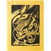Image 1 : Roberto Juarez, Boy with Bird (black), Woodcut on Yellow Wove Paper