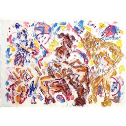Greg Kessler, Abstract Nudes in Heels I, Mixed Media on Paper