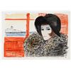 Image 1 : Charles Levier, Portrait of Woman in Black Hat, Watercolor on Paper
