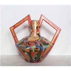 Mirko, Vaso delle Braccia (Three Musicians), Painted Terracotta Vase, signed