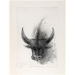 Gabor Peterdi, Black Bull, Etching