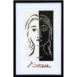 Pablo Picasso, Portrait en Deux Parties Noire et Blanche, 26-D-k, Lithograph