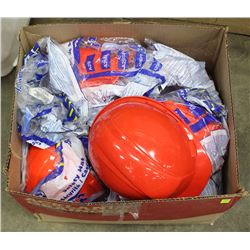 BOX OF NEW ORANGE HARD HATS