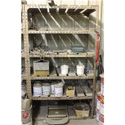 METAL 6 TIER SHELVING UNIT WITH CONTENTS
