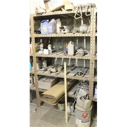 METAL 6 TIER SHELVING UNIT WITH CONTENTS