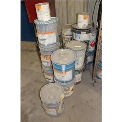 20 PAILS OF ASSORTED PRIMER, PAINTS AND HARDENERS
