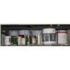 Image 1 : SHELF OF EMPTY METAL PAILS AND PAINT CANS