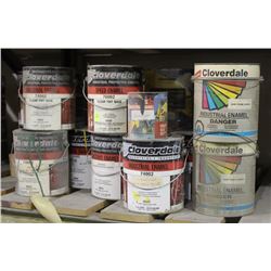 21 CANS OF ASSORTED CLOVERDALE ENAMEL PAINTS