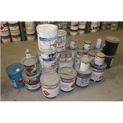 LARGE LOT OF ASSORTED PAINTS AND HARDENERS