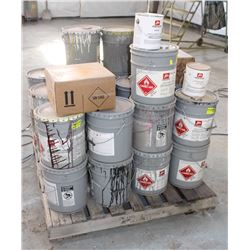 PALLET OF GREY JONES-BLAIR ENAMEL PAINT BASES AND