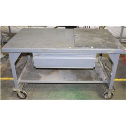 METAL WORKBENCH ON CASTORS 60" X 36" X 34"