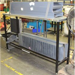 STAINLESS STEEL TOP TABLE ON CASTORS WITH 5 PAPER