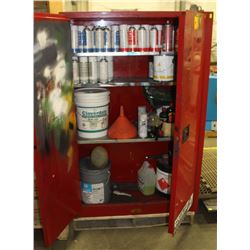 METAL CABINET WITH CONTENTS 43" X 18" X 65"
