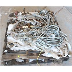 PALLET OF SLINGS AND LOAD BINDERS