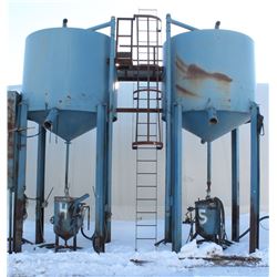 PAIR OF 15 TON SAND SILOS WITH CATWALK BETWEEN