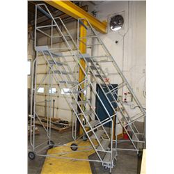 LOT OF 2 ROLLING METAL SAFETY LADDER