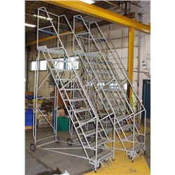 LOT OF 2 ROLLING METAL SAFETY LADDER