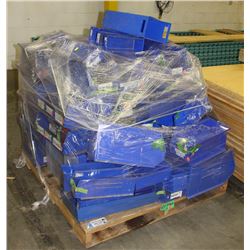 PALLET OF ASSORTED BLUE PLASTIC PARTS BINS