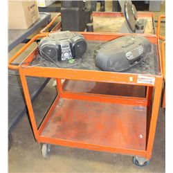 PAIR OF METAL ROLLING CARTS APPROX 36" X 24" X 36"