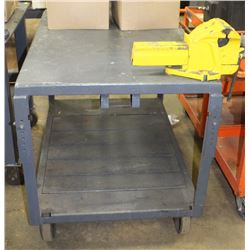 ROLLING METAL WORKBENCH WITH VISE 48" X 33" X 36"